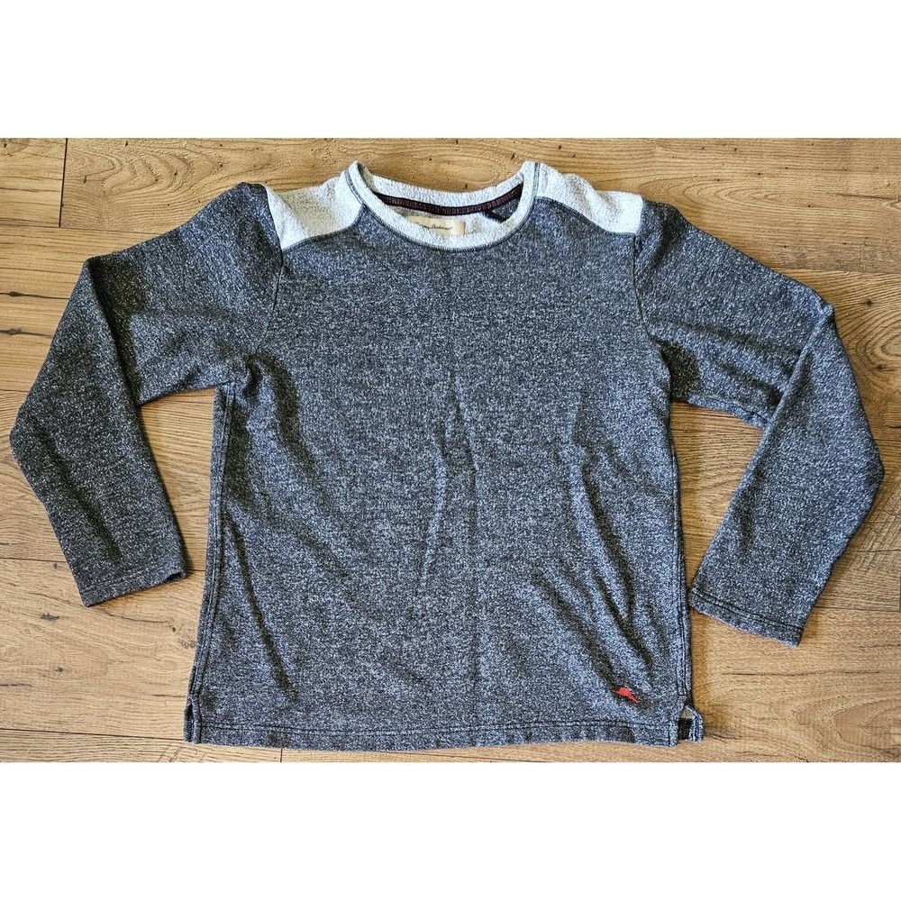 Tommy Bahama Fleece Knit Pullover Casual Shirt Men's Medium Gray Marlin Logo
